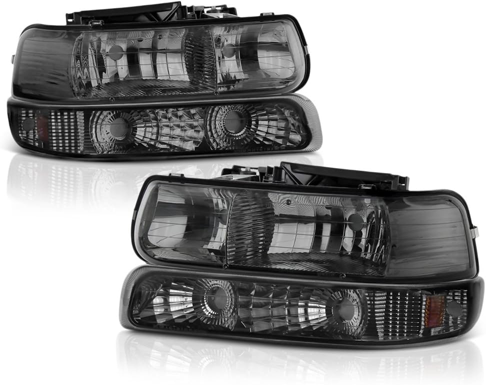 Metallic Chrome Housing Smoke Lens Headlights C709