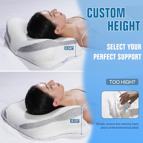 Cooling Contour Memory Foam Adjustable Orthopedic Neck Pillow with Pillowcase N8726
