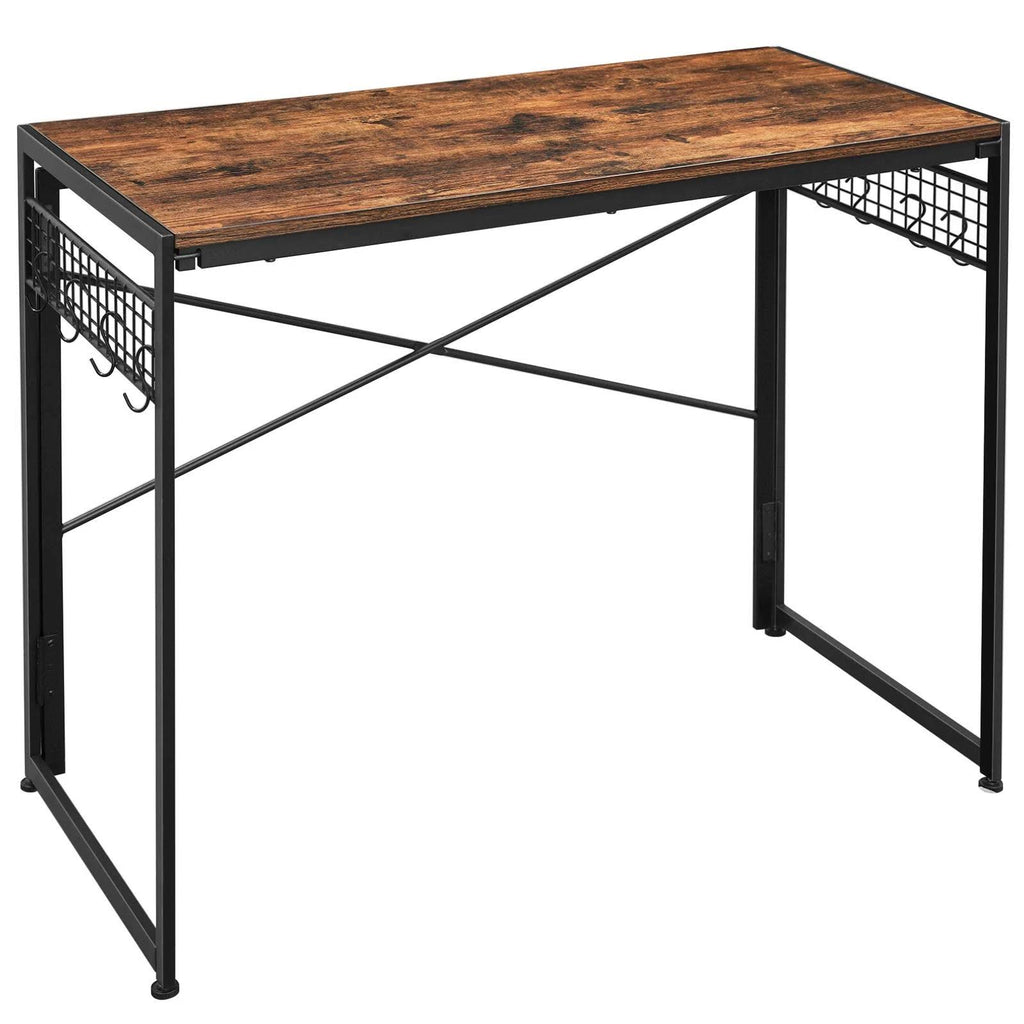 Black 39-Inch Folding Desk with 8 Hooks V57107