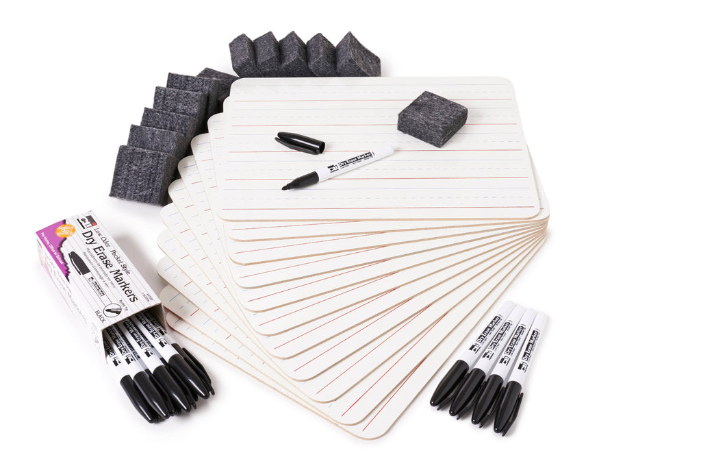 12 Pc Dry Erase Lapboard Class Pack with Erasers and Markers B7819