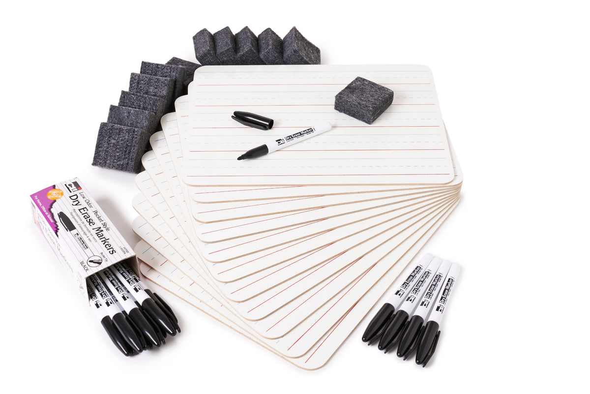 12 Pc Dry Erase Lapboard Class Pack with Erasers and Markers B7819