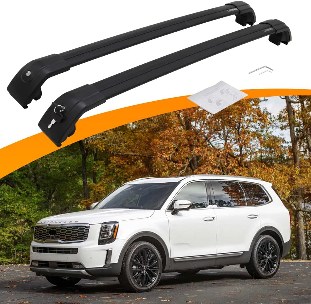 Black Lockable Roof Rack Cross Bars for KIA Telluride J913