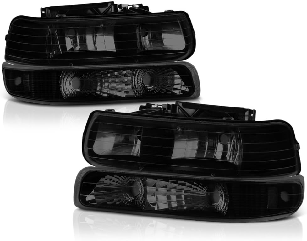 Metallic Chrome Housing Smoke Lens Headlights C709