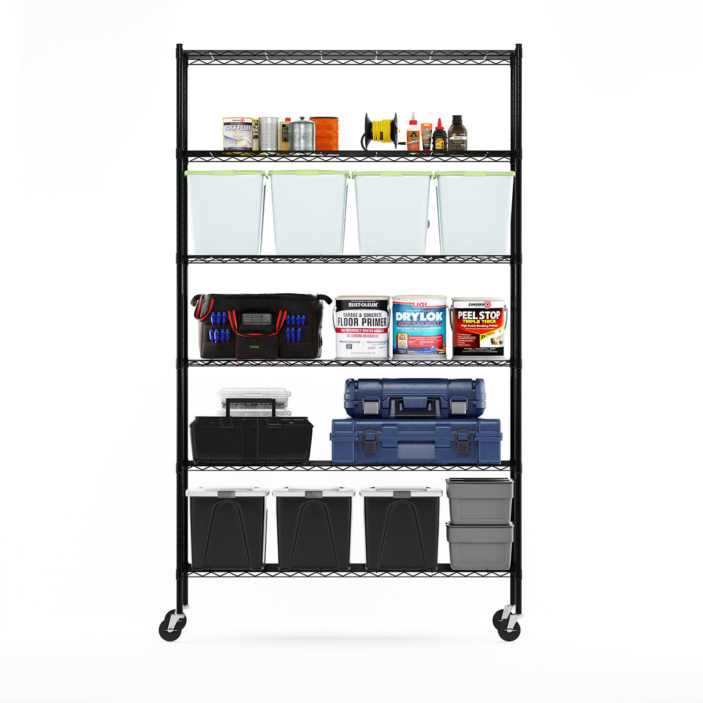 6-Tier Metal Storage Shelf Rack, Black F54753