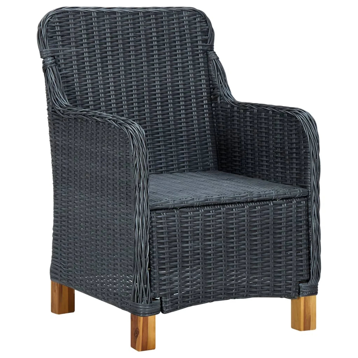 2 pcs Poly Rattan Patio Chairs with Cushions Dark Gray Z946405