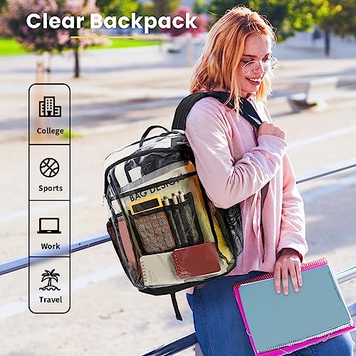 Clear Backpack with Multi-pockets Black V756