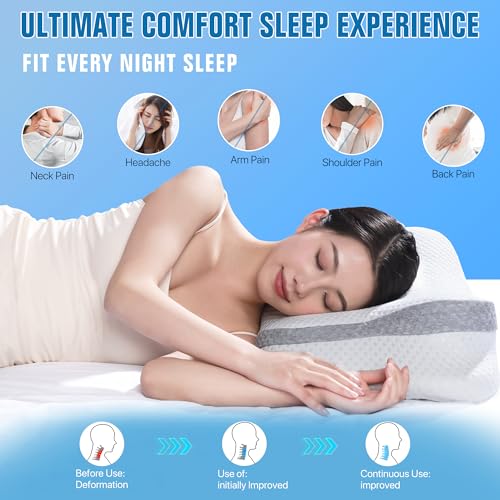 Cooling Contour Memory Foam Adjustable Orthopedic Neck Pillow with Pillowcase N8726