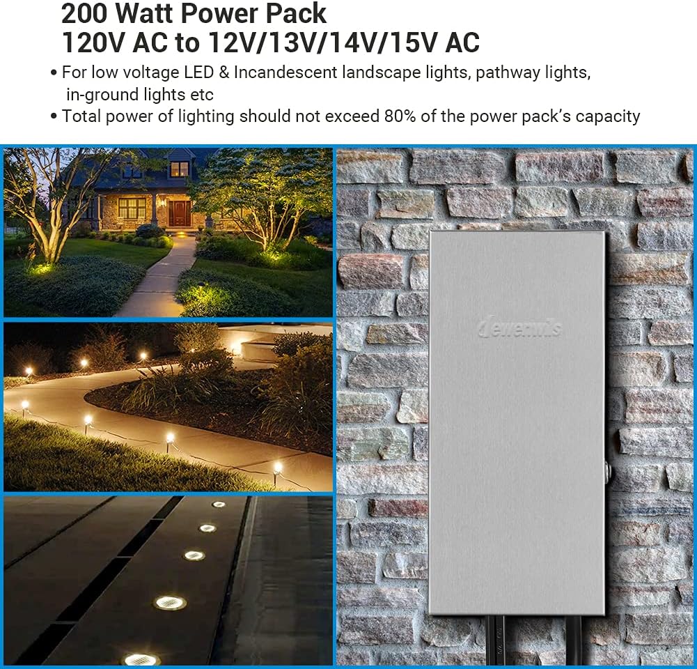 200W Multi-Tap Low Voltage Transformer, Stainless Steel Shield Outdoor Transformer A709