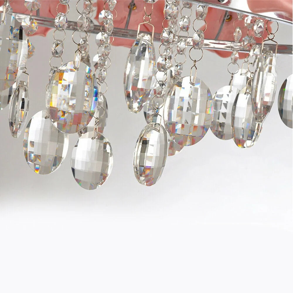 Pink Rose Flower Crystal Pendant Ceiling Lamp X3951