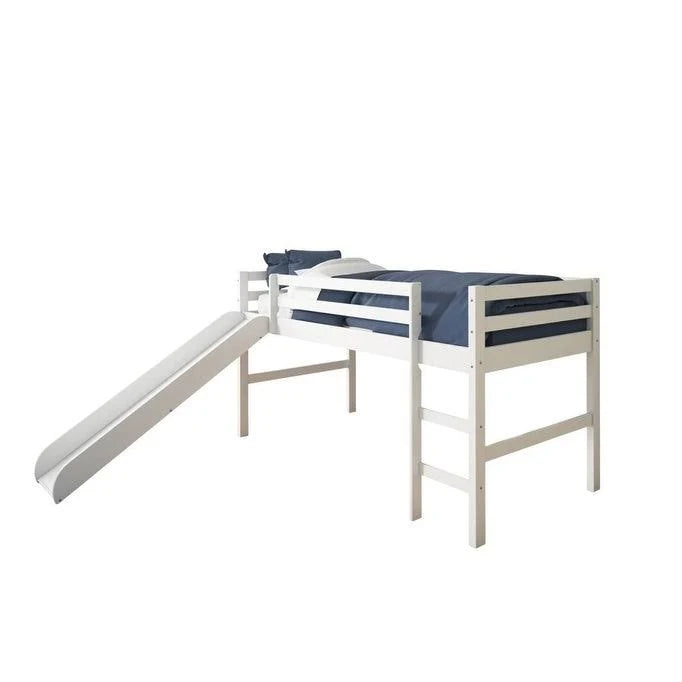 Light Espresso Kids Twin Loft Tent Bed with Slide G19856