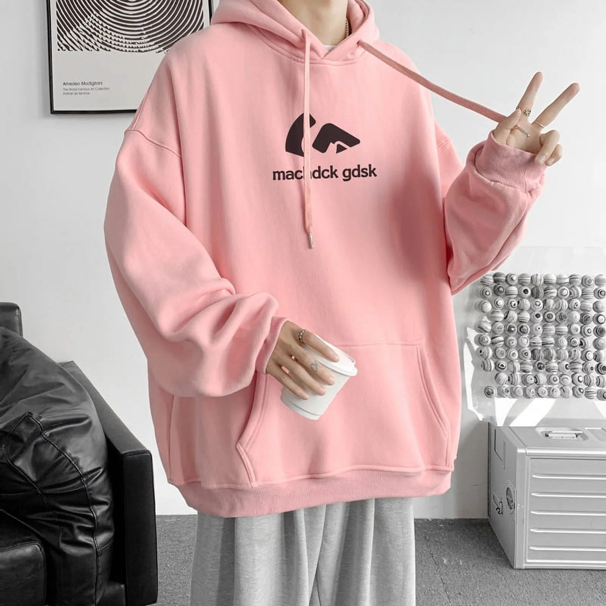 Black Plus Velvet Hooded Sweatshirt 3Xl X176144