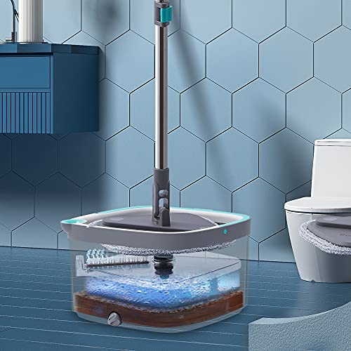 Square Spin Mop and Bucket with 2 Machine Washable Mop Pads K347