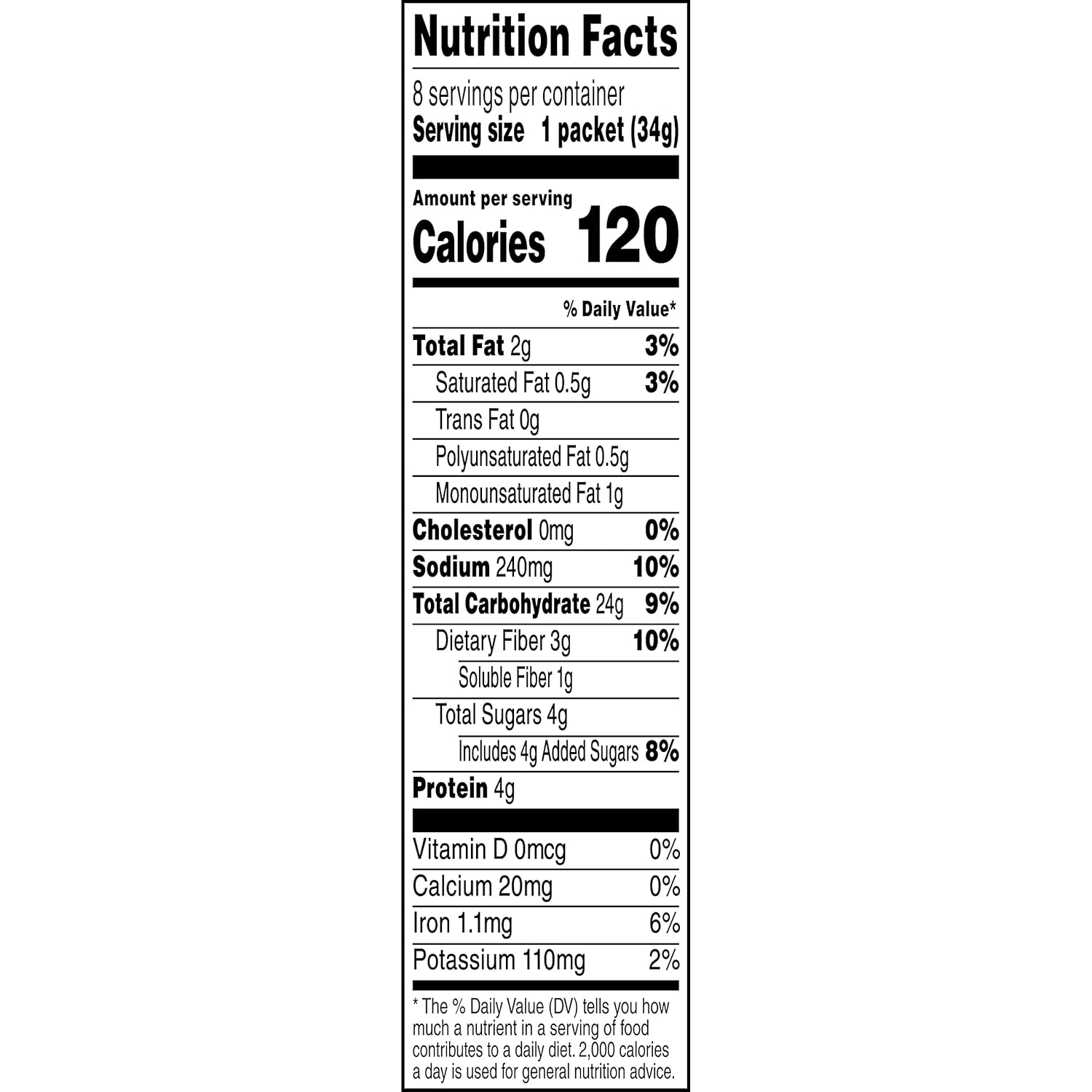 Maple Brown Sugar Instant Oatmeal, 1.19 oz Packets, 8 Count A594869
