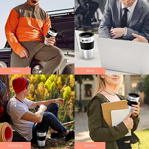 Black Mini Single Serve Coffee Maker with 15 oz Travel Mug and Reusable Filter I322