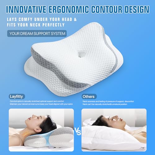 Cooling Contour Memory Foam Adjustable Orthopedic Neck Pillow with Pillowcase N8726