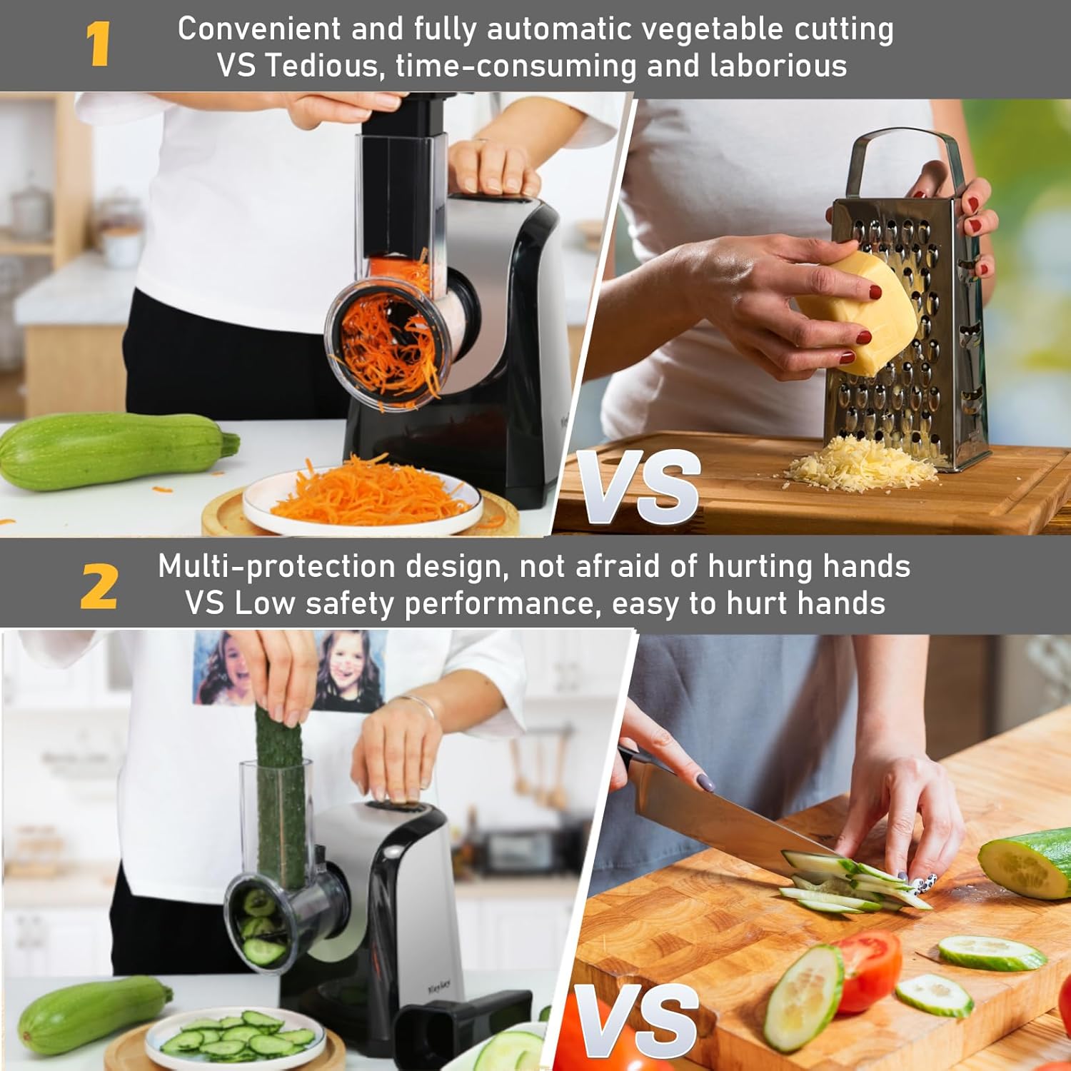 Electric Cheese Grater 5 in 1 Professional Electric Shredder Vegetable Slicer 150W One-Touch Control Salad Maker O756