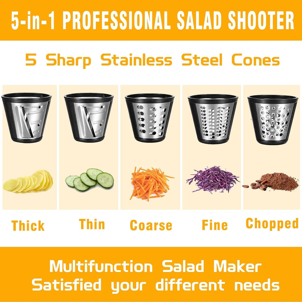 Electric Cheese Grater 5 in 1 Professional Electric Shredder Vegetable Slicer 150W One-Touch Control Salad Maker O756