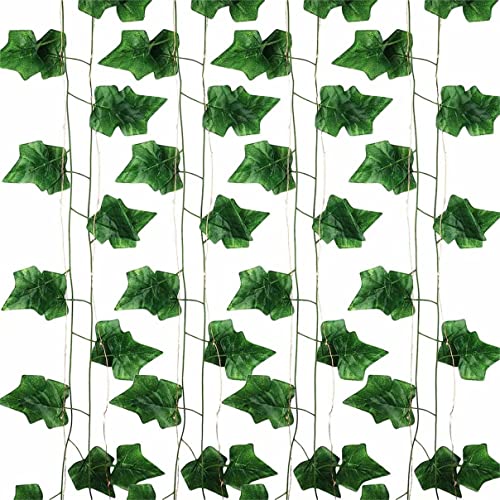 Fake Vines Artificial Ivy Garland with 100 LED String Light Hanging Plants Faux Greenery Leaves 6Pack with 100LED W498