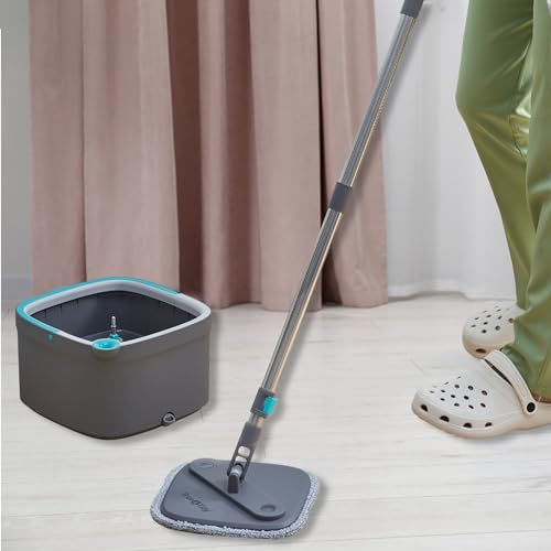 Square Spin Mop and Bucket with 2 Machine Washable Mop Pads K347
