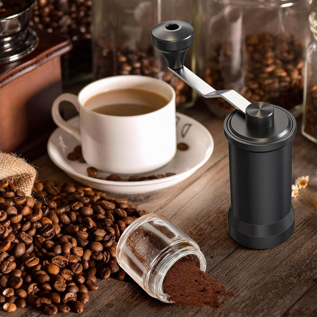 Adjustable Manual Coffee Grinder with Ceramic Burr Hand Crank Mill Black Q82845