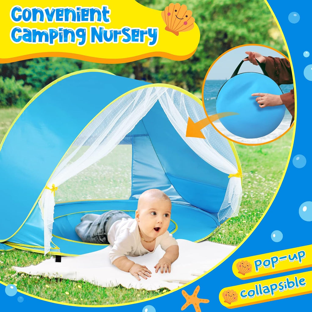 Baby Beach Tent Sun Shelter UPF50+ Pop Up Shade Pool (Front Mesh Blue) P96736