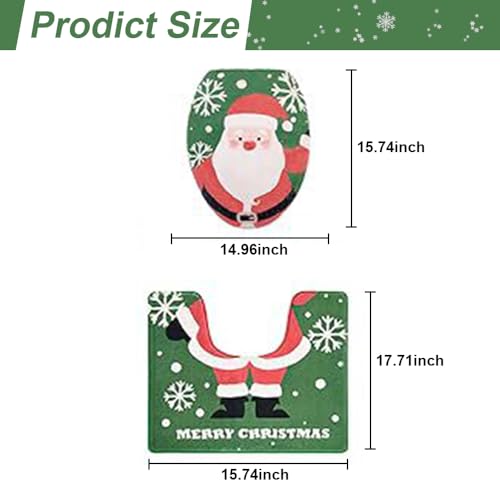 2pcs Christmas Non Slip Bathroom Rugs with Toilet Seat Cover U3296