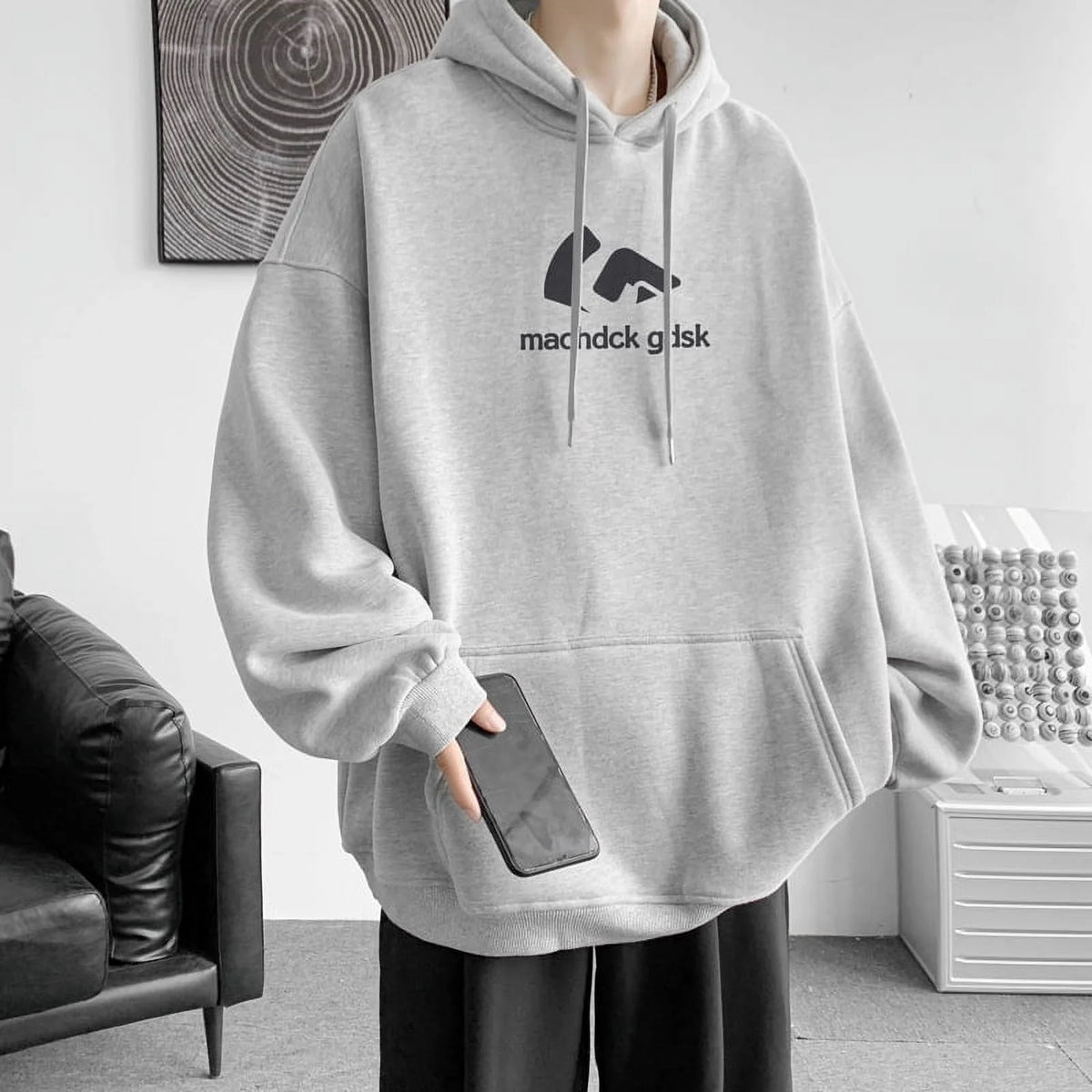 Black Plus Velvet Hooded Sweatshirt 3Xl X176144