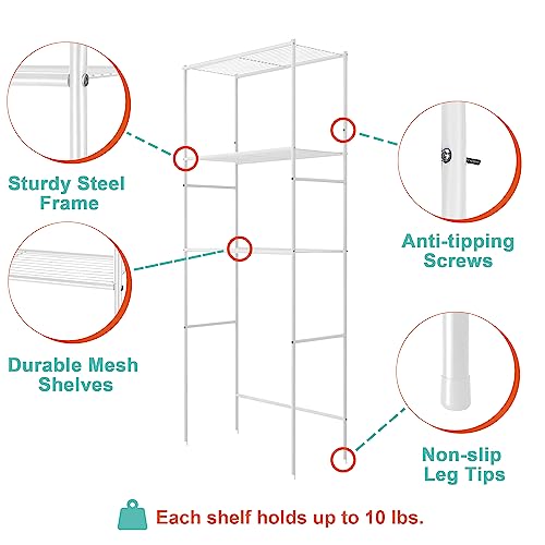 White 3-Tier Over The Toilet Storage Shelf P8347