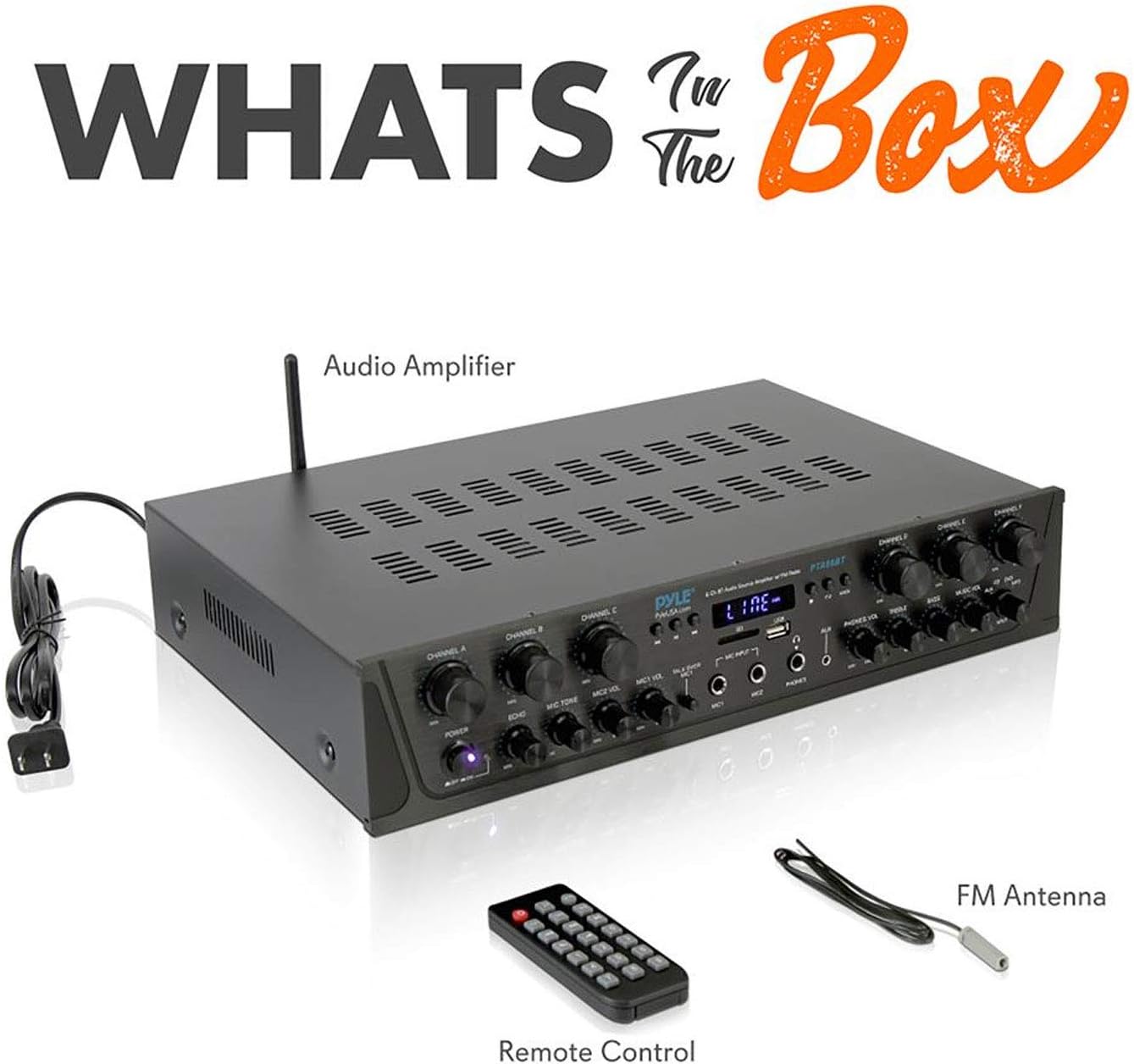 6 Channel 600 Watt Wireless Bluetooth Stereo Receiver Amplifier C79652