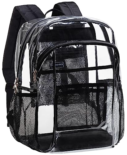 Clear Backpack with Multi-pockets Black V756