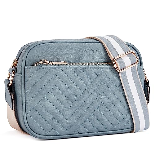 Quilted Crossbody Bags Vegan Leather Small Shoulder Handbags with Wide Strap A7829