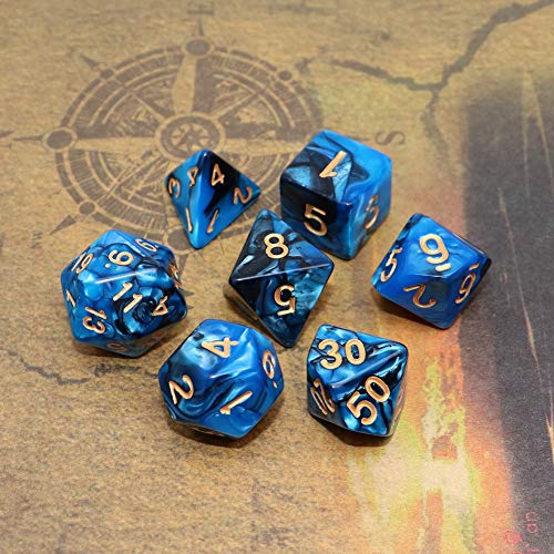 Teal White 7-Die RPG Dice Set Q55981
