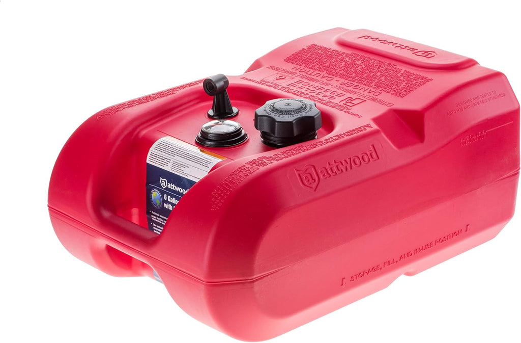 6-Gallon Portable Marine Boat Fuel Tank with Fuel Gauge O7649