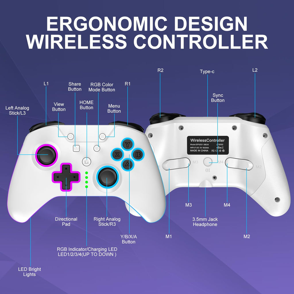 Wireless Xbox Controller with RGB LED Light M82964