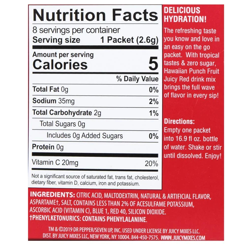8 Count Fruit Juicy Red Powder Drink Mix H18354