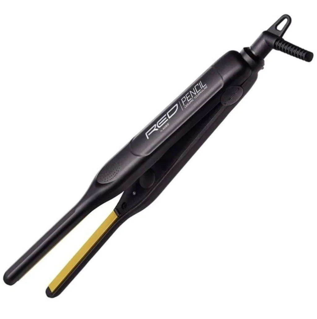 Red 0.3" Ceramic Tourmaline Pencil Flat Iron Hair Straightener J1771