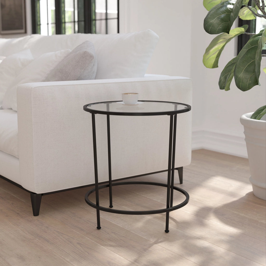 Clear Matte Black End Table Z52381