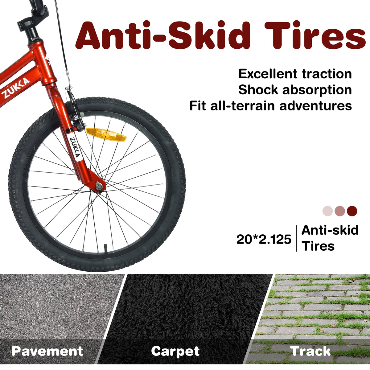20 Inch Single Speed Boys Bike with Steel Frame Red I46640