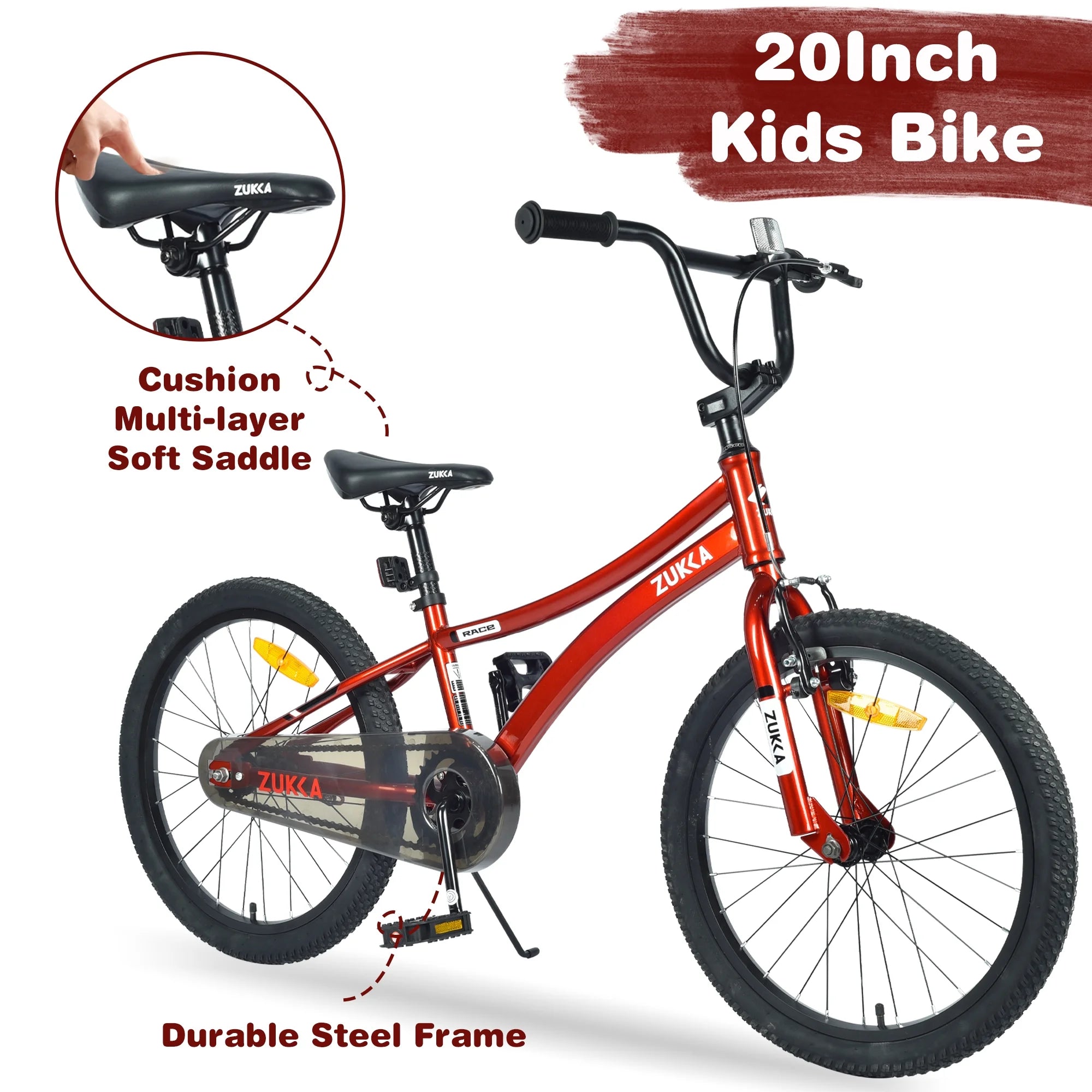 20 Inch Single Speed Boys Bike with Steel Frame Red I46640