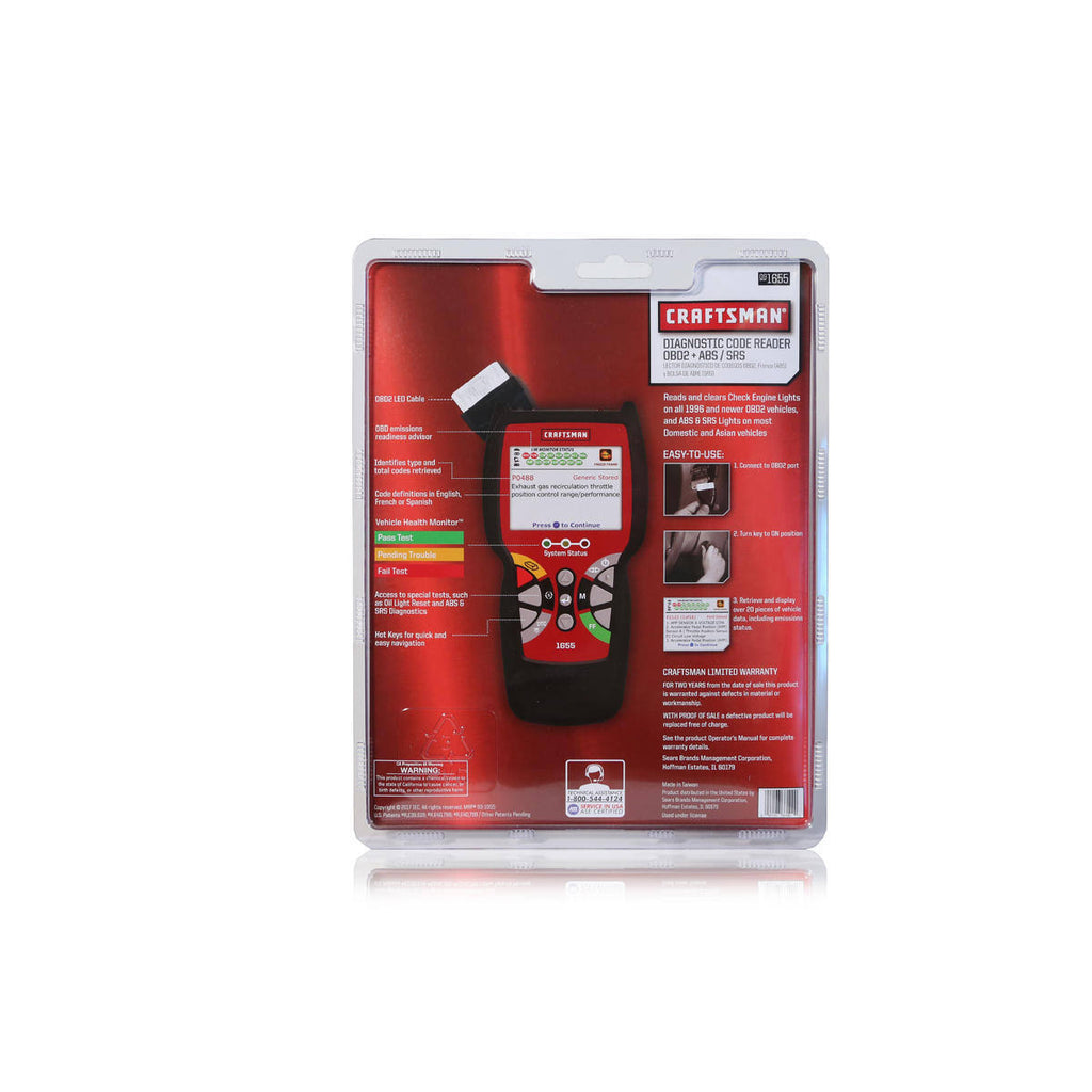OBD2 ABS Srs Diagnostic Code Reader T6757