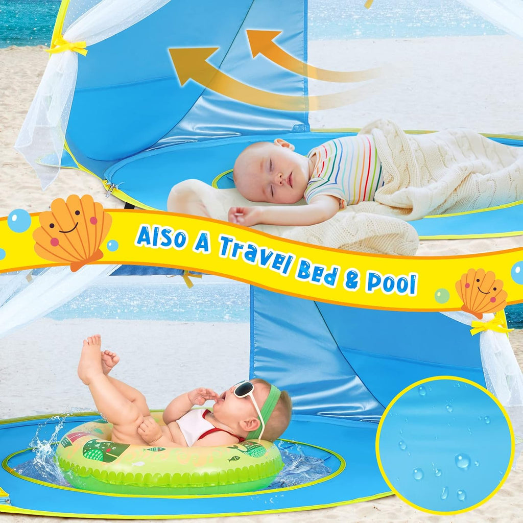 Baby Beach Tent Sun Shelter UPF50+ Pop Up Shade Pool (Front Mesh Blue) P96736