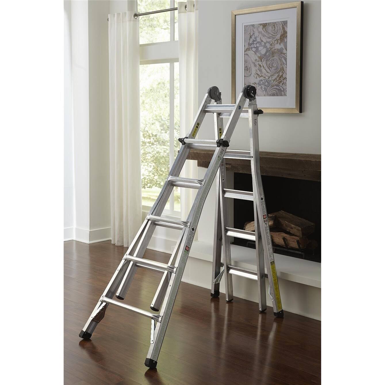 22' Max Reach Aluminum Telescoping Multi-Position Ladder P514