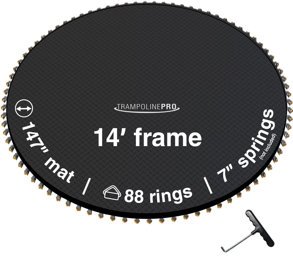 14' Round Frame Trampoline Jumping Mat with 88 Rings U6696