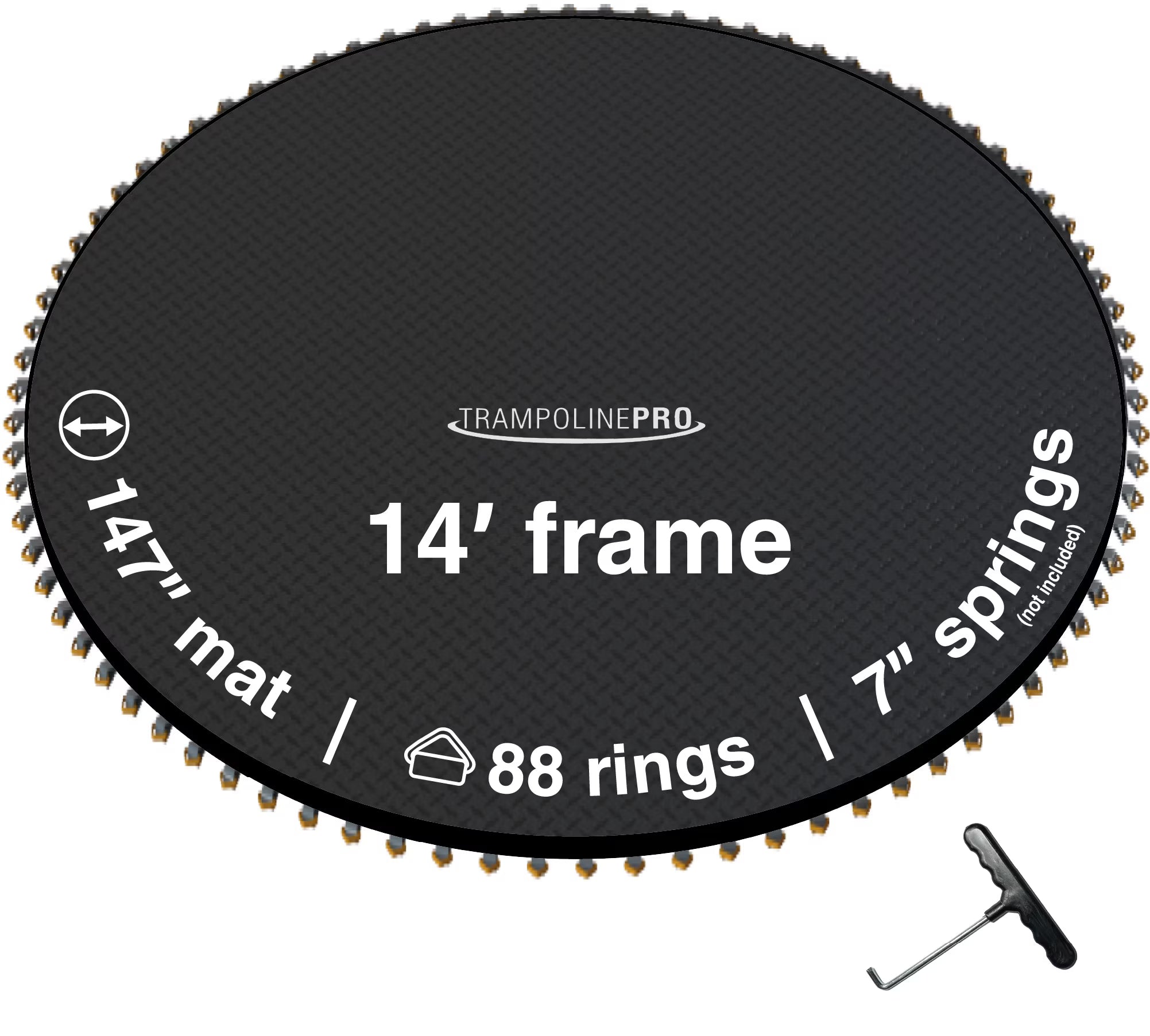 14' Round Frame Trampoline Jumping Mat with 88 Rings U6696