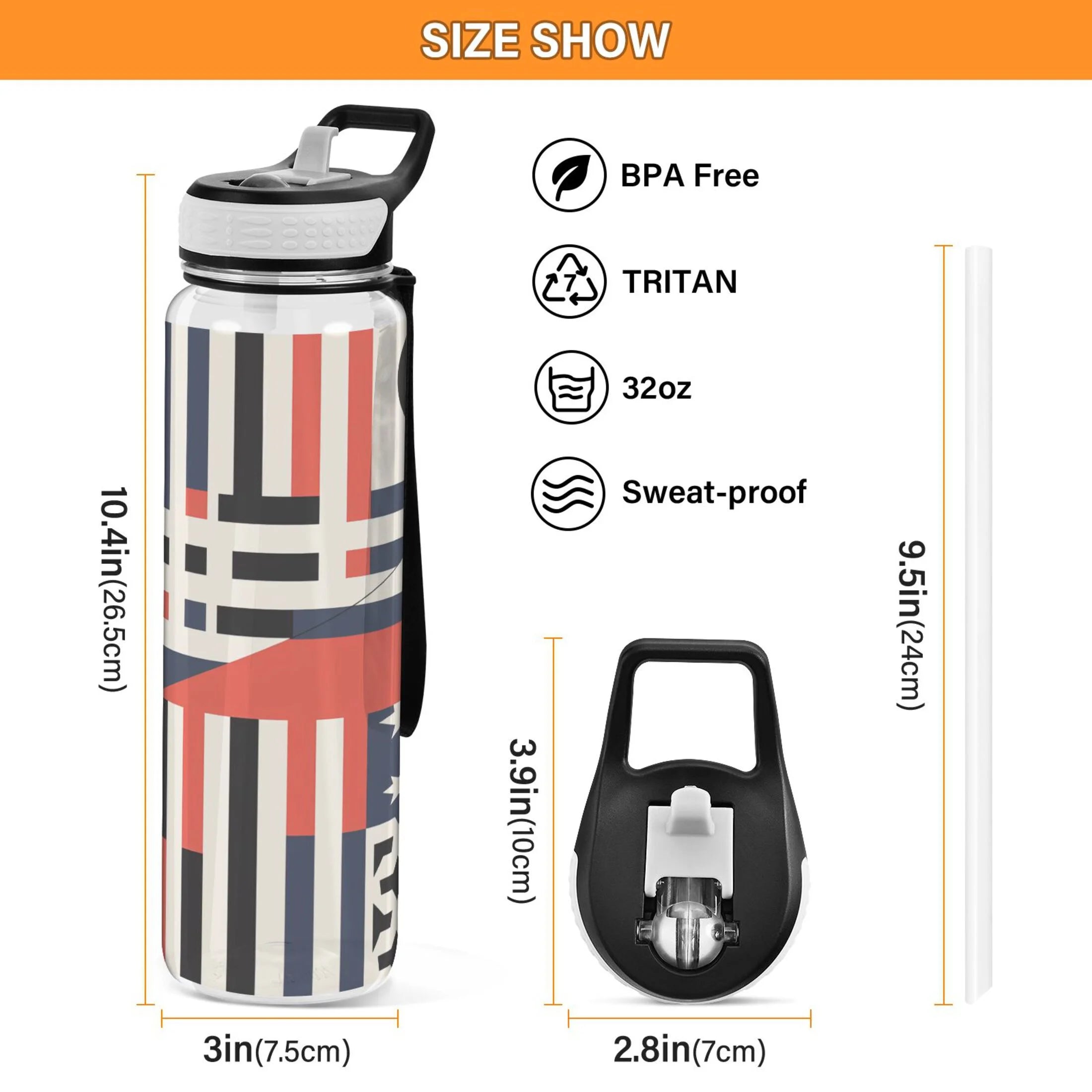 32oz Tritan Clear Water Bottle with Straw X38060