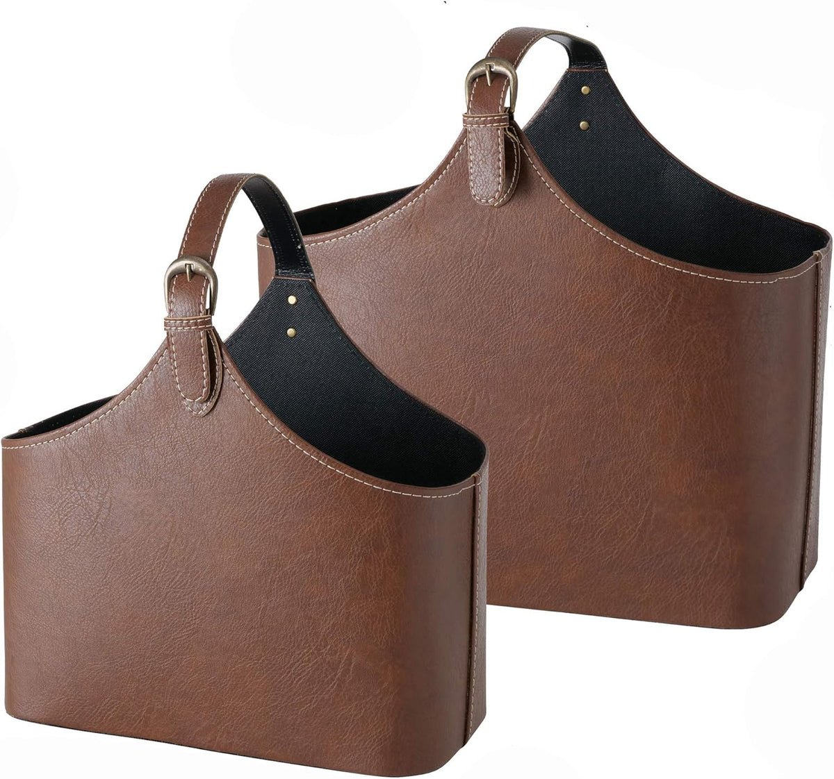 Magazine Holder Racks, Set of 2, Dark Chocolate Brown Tone, Faux Nubuck Suede G46070