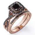 18K Rose Gold Plated Black Diamond Bridal Set I1653
