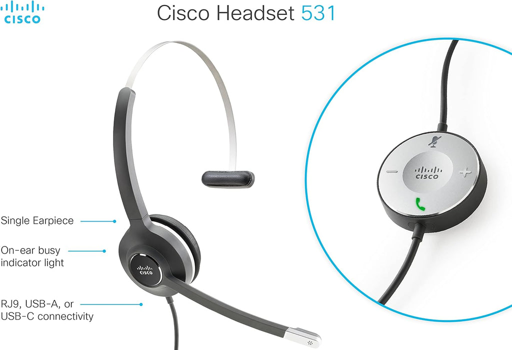 Wired Single On-Ear Headset with RJ-9 Cable, Charcoal Q117