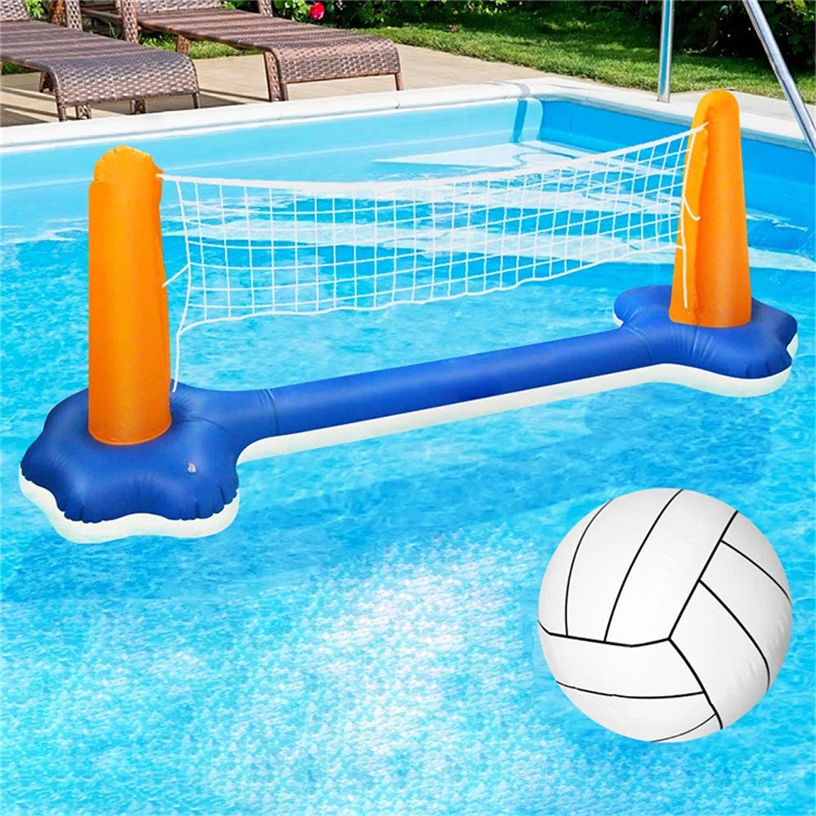Inflatable Pool Float Set with Volleyball Net and Basketball Hoops S1913