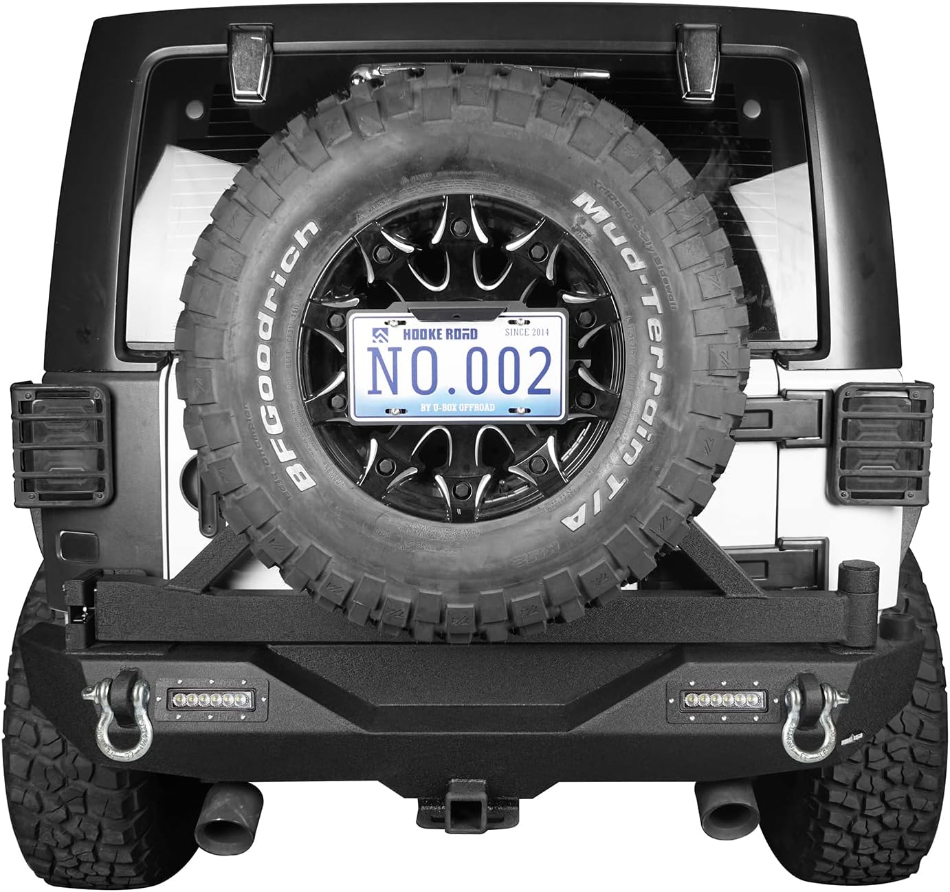 Front & Rear Bumpers Combo with Winch Plate & Spare Tire Carrier & LED Lights & D Rings H51820